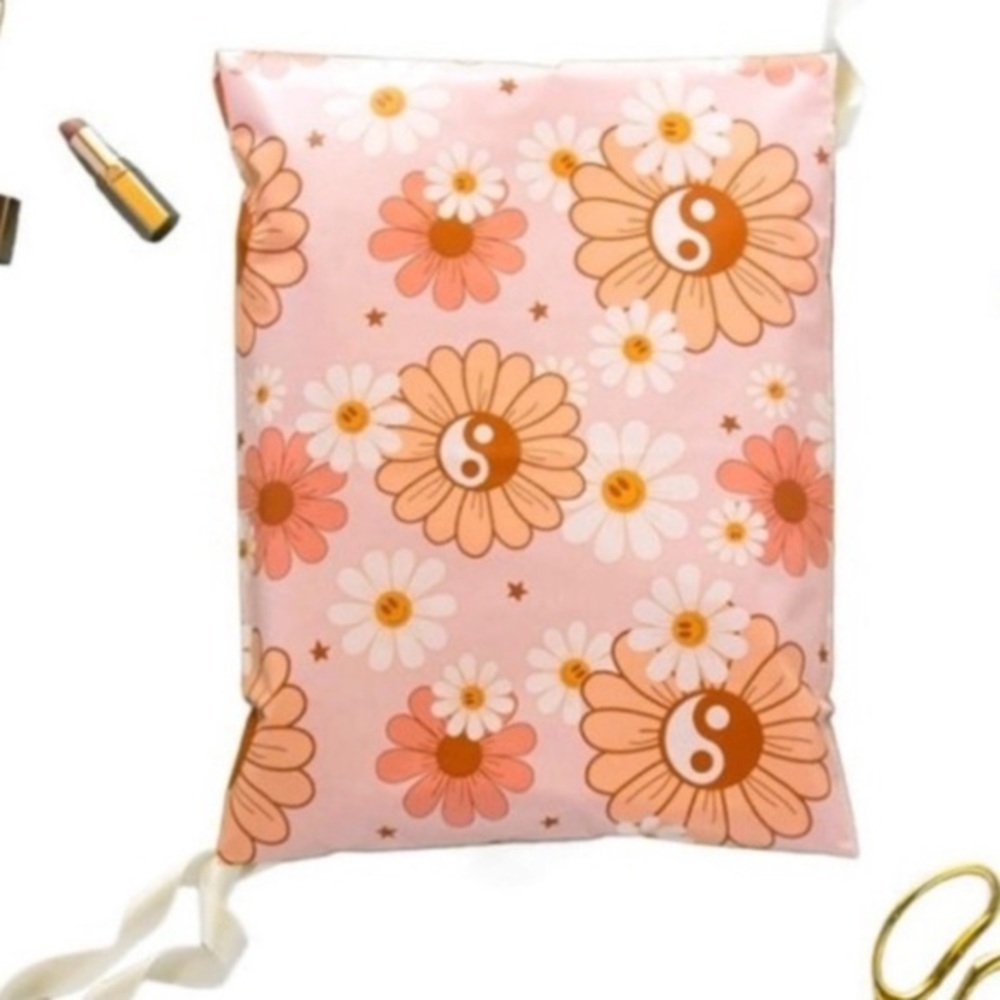 10 (14” x 17”) XL Pink Floral Yin Yang Mailers Poly Bags Shipping Bags